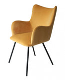 Yellow Curvy Velvet and Black Modern Dining Chair - Homeroots - Flyclothing LLC