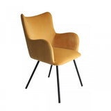 Yellow Curvy Velvet and Black Modern Dining Chair - Homeroots - Flyclothing LLC