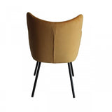 Yellow Curvy Velvet and Black Modern Dining Chair - Homeroots - Flyclothing LLC