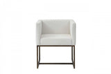 White Antique Velvet Brass Dining Chair - Homeroots - Flyclothing LLC