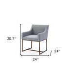 Gray Velvet Antique Brass Dining Chair - Homeroots - Flyclothing LLC