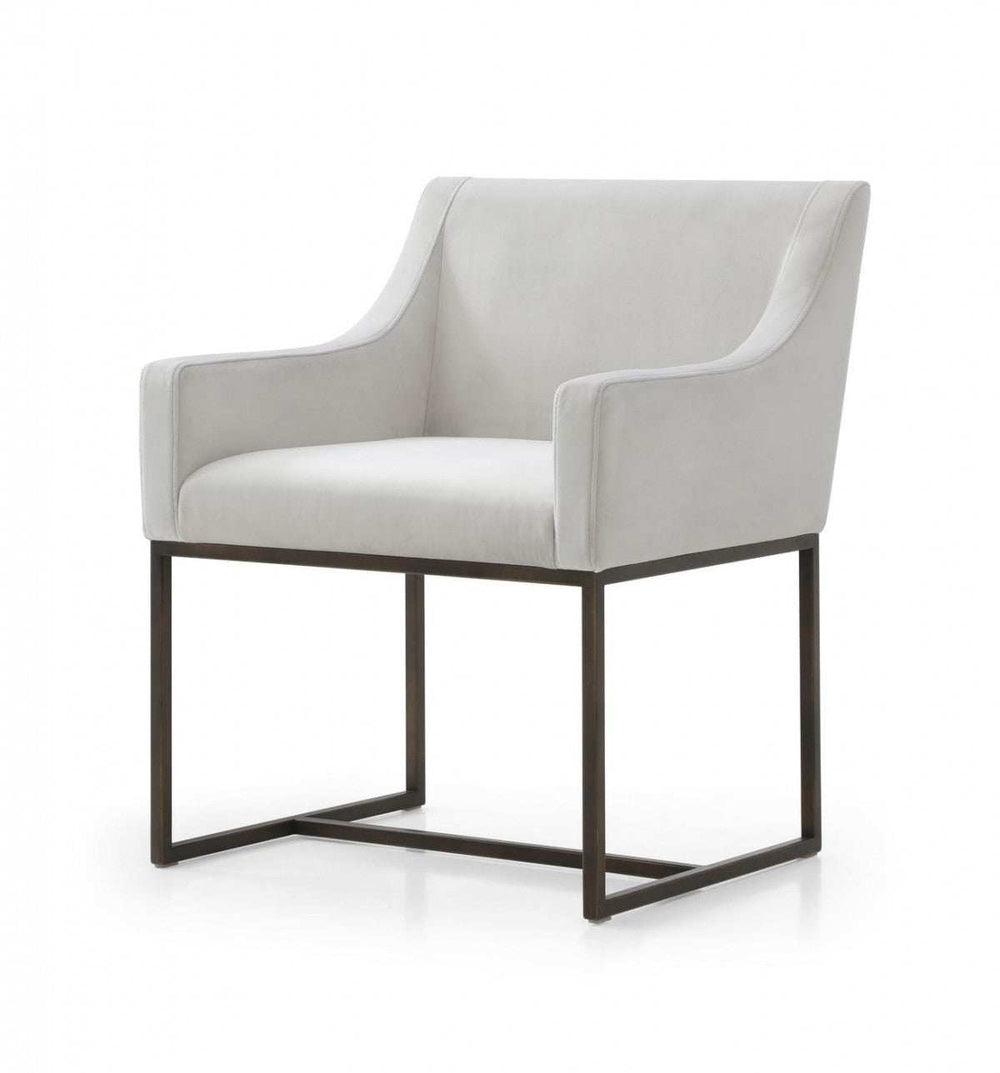 Beige Velvet Antique Brass Dining Chair - Homeroots - Flyclothing LLC