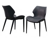 Set of Two Gray And Black Upholstered Faux Leather Wing Back Dining Side Chairs - Homeroots - Flyclothing LLC