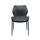 Set of Two Gray And Black Upholstered Faux Leather Wing Back Dining Side Chairs - Homeroots - Flyclothing LLC
