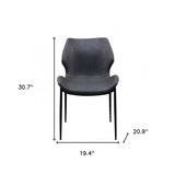 Set of Two Gray And Black Upholstered Faux Leather Wing Back Dining Side Chairs - Homeroots - Flyclothing LLC