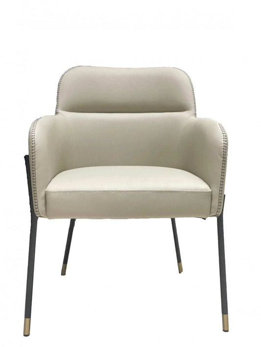 Pale Gray Faux Leather Modern Dining or Side Chair - Homeroots - Flyclothing LLC