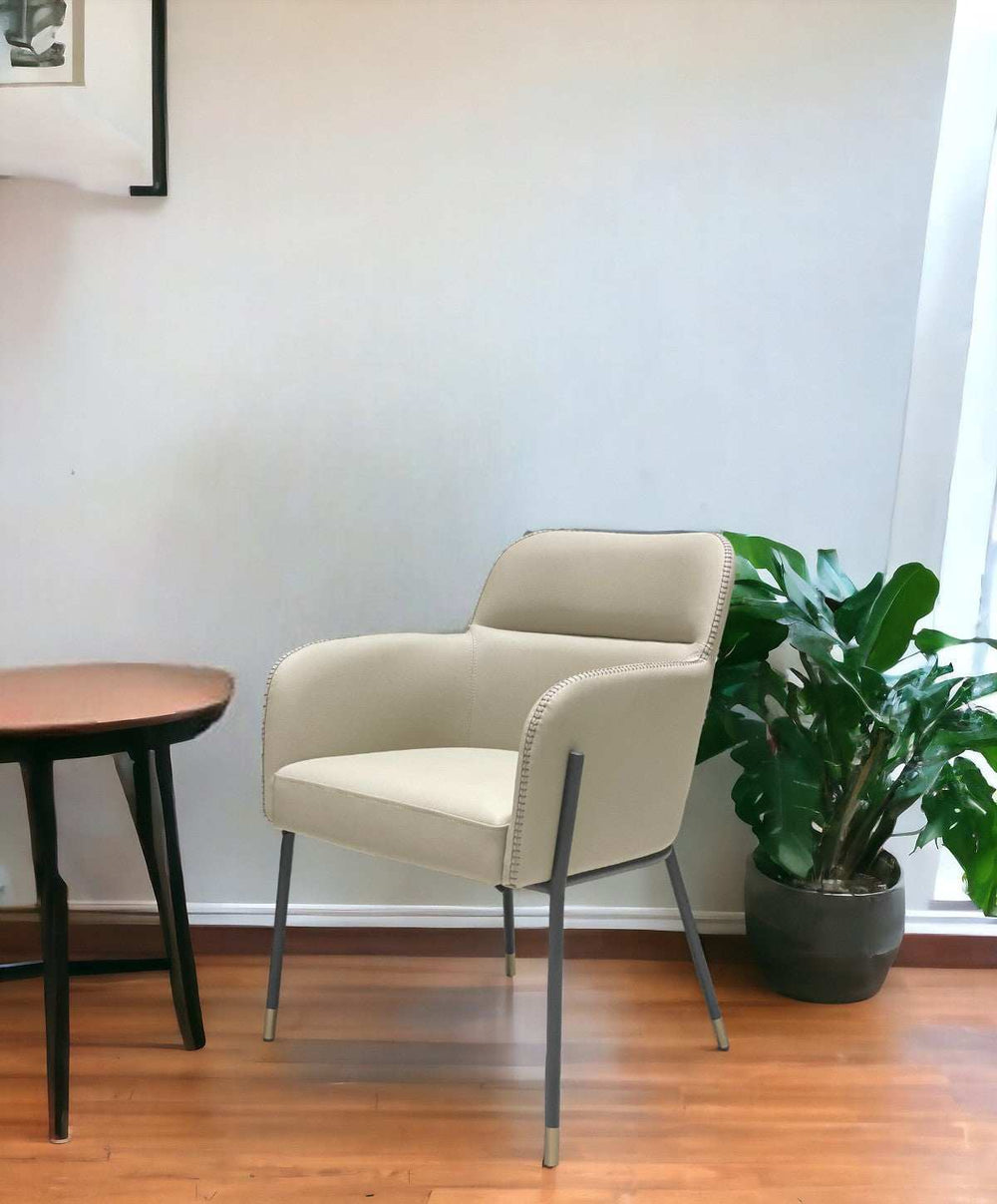 Pale Gray Faux Leather Modern Dining or Side Chair - Homeroots - Flyclothing LLC