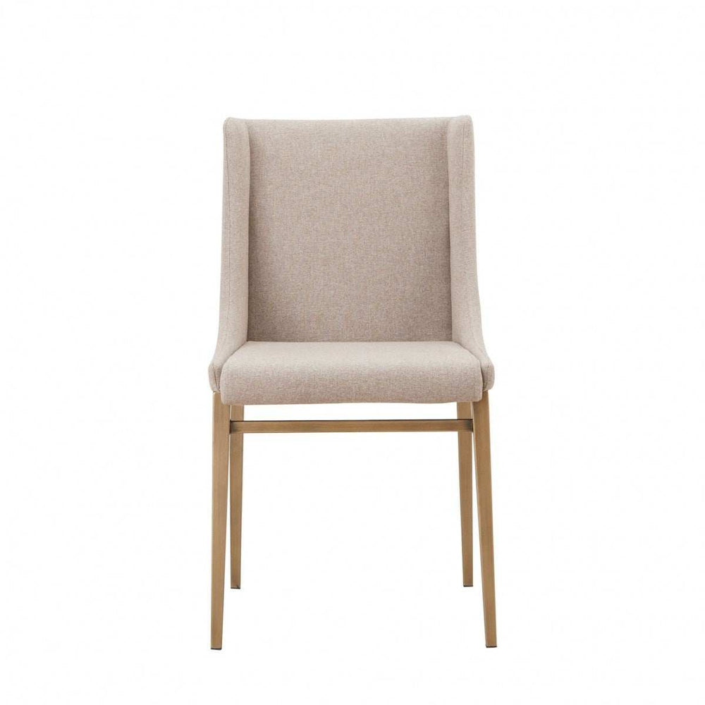 Set of Two Beige Brass Contemporary Dining Chairs - Homeroots - Flyclothing LLC