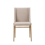 Set of Two Beige Brass Contemporary Dining Chairs - Homeroots - Flyclothing LLC