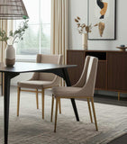 Set of Two Beige Brass Contemporary Dining Chairs - Homeroots - Flyclothing LLC