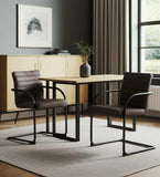 Set of Two Brown Faux Leather Industrial Dining Chairs - Homeroots - Flyclothing LLC