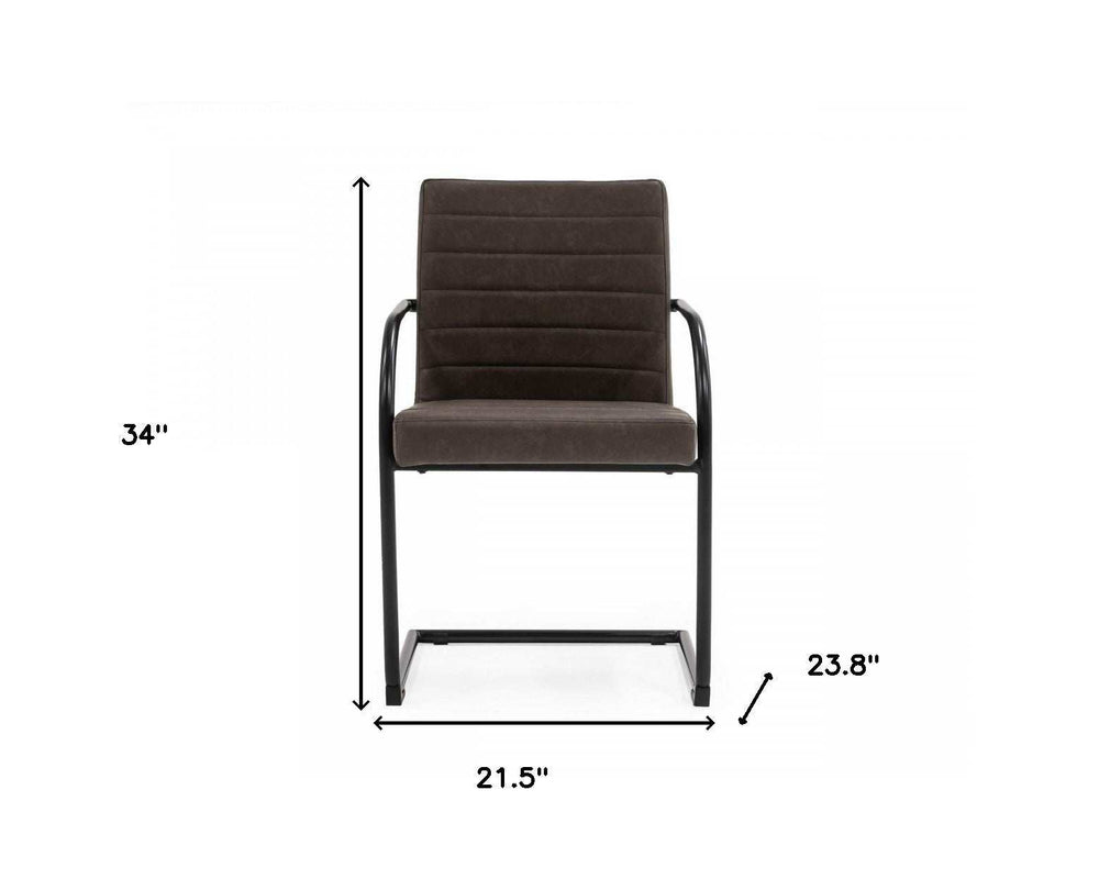 Set of Two Brown Faux Leather Industrial Dining Chairs - Homeroots - Flyclothing LLC