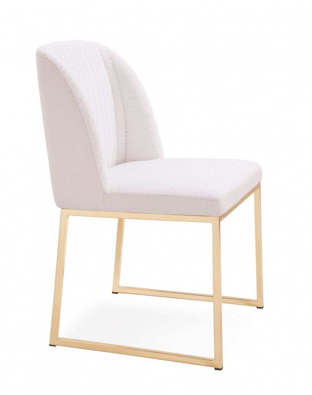 Set of Two White Gold Faux Leather Fabric Dining Chairs - Homeroots - Flyclothing LLC