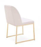 Set of Two White Gold Faux Leather Fabric Dining Chairs - Homeroots - Flyclothing LLC