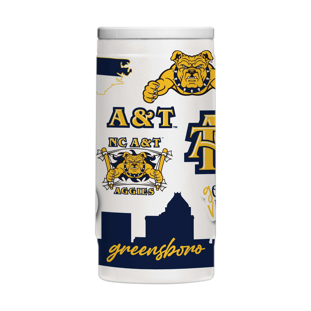 North Carolina A&T 12oz Native Powdercoat SlimCan Coolie - Logo Brands - Flyclothing LLC