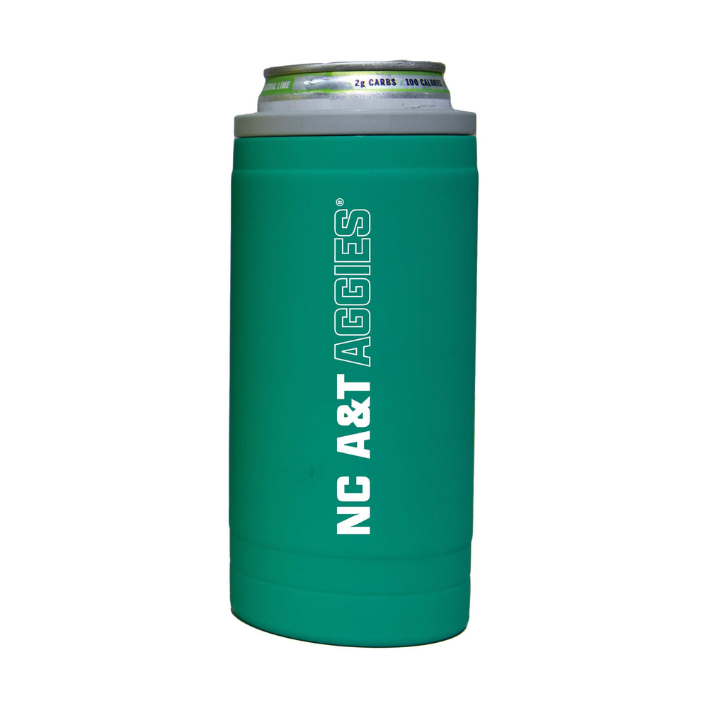 North Carolina A&T 12oz Optic Stacked Soft Touch Slim Coolie - Logo Brands - Flyclothing LLC