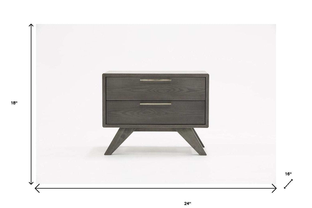 Modern Gray Wash Nightstand with Two Drawers - Homeroots - Flyclothing LLC