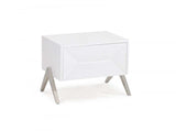 Modern Silky White Nightstand with One Drawer and Steel Legs - Homeroots - Flyclothing LLC