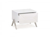 Modern Silky White Nightstand with One Drawer and Steel Legs - Homeroots - Flyclothing LLC