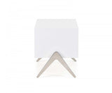 Modern Silky White Nightstand with One Drawer and Steel Legs - Homeroots - Flyclothing LLC