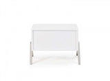Modern Silky White Nightstand with One Drawer and Steel Legs - Homeroots - Flyclothing LLC