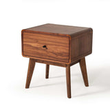 Modern Mid Century Walnut Nightstand with Single Drawer - Homeroots - Flyclothing LLC