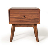 Modern Mid Century Walnut Nightstand with Single Drawer - Homeroots - Flyclothing LLC