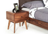 Modern Mid Century Walnut Nightstand with Single Drawer - Homeroots - Flyclothing LLC
