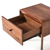 Modern Mid Century Walnut Nightstand with Single Drawer - Homeroots - Flyclothing LLC