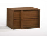 Modern Walnut Nightstand with Two Integrated Drawers - Homeroots - Flyclothing LLC