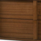 Modern Walnut Nightstand with Two Integrated Drawers - Homeroots - Flyclothing LLC