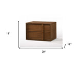 Modern Walnut Nightstand with Two Integrated Drawers - Homeroots - Flyclothing LLC