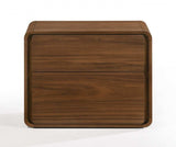 Modern Walnut Brown Nightstand with Two Drawers - Homeroots - Flyclothing LLC