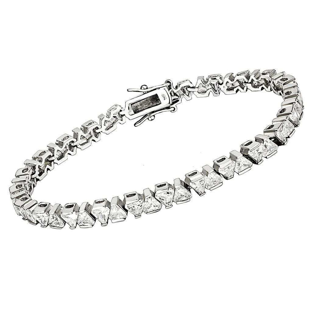 47302 - Rhodium Brass Bracelet with AAA Grade CZ in Clear - Alamode - Flyclothing LLC