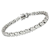 47302 - Rhodium Brass Bracelet with AAA Grade CZ in Clear - Alamode - Flyclothing LLC