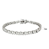 47302 - Rhodium Brass Bracelet with AAA Grade CZ in Clear - Alamode - Flyclothing LLC