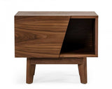 Mid Century Walnut Light Brown Nightstand with One Drawer and One Shelf - Homeroots - Flyclothing LLC