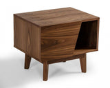Mid Century Walnut Light Brown Nightstand with One Drawer and One Shelf - Homeroots - Flyclothing LLC