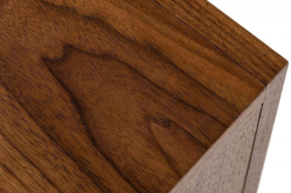 Mid Century Walnut Light Brown Nightstand with One Drawer and One Shelf - Homeroots - Flyclothing LLC