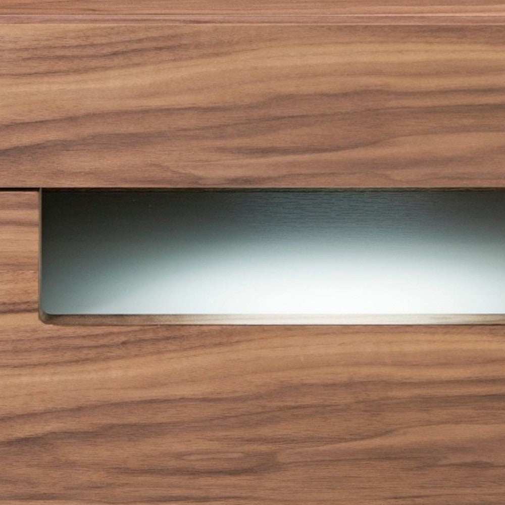 Dazzling contemporary LED Walnut Nightstand with Two Drawers - Homeroots - Flyclothing LLC