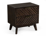 Classic Chevron Dark Brown Nightstand with Two Drawers - Homeroots - Flyclothing LLC