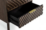Classic Chevron Dark Brown Nightstand with Two Drawers - Homeroots - Flyclothing LLC