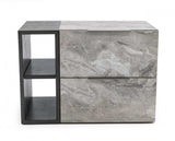 Contempo Gray Faux Marble and Gray Two Drawer Nightstand - Homeroots - Flyclothing LLC