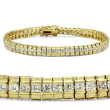 47303 - Gold Brass Bracelet with AAA Grade CZ in Clear - Alamode - Flyclothing LLC