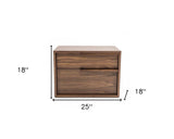 Modern Light Brown Walnut Nightstand with Two drawers - Homeroots - Flyclothing LLC