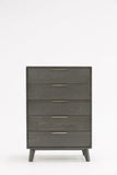 30" Grey Wash Solid Wood Five Drawer Chest - Homeroots
