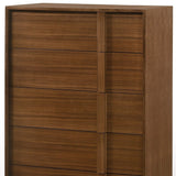 36" Walnut Brown Wood Contemporary Five Drawer Dresser - Homeroots - Flyclothing LLC