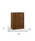 36" Walnut Brown Wood Contemporary Five Drawer Dresser - Homeroots - Flyclothing LLC