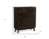 39" Dark Acacia Solid Wood Five Drawer Dresser - Homeroots - Flyclothing LLC