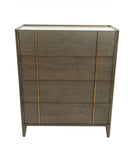 39" Dark Brown and gold Solid Wood Four Drawer Dresser - Homeroots - Flyclothing LLC